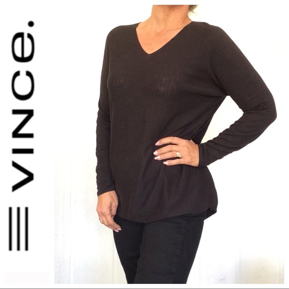 VINCE LONG SLEEVE BLACK 100% COTTON SWEATER XS - Picture 5 of 9